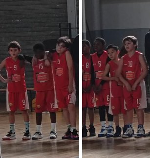 The Chevilly U11-1 players lined up in the gym before the game
